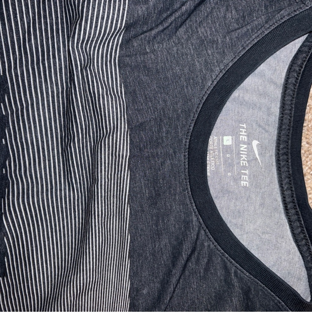 Nike Black and Gray Striped Short Sleeve Tee